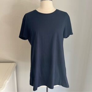 Banana Republic Supima Cotton Crew Neck Short Sleeve Basic Tee, Navy, Large